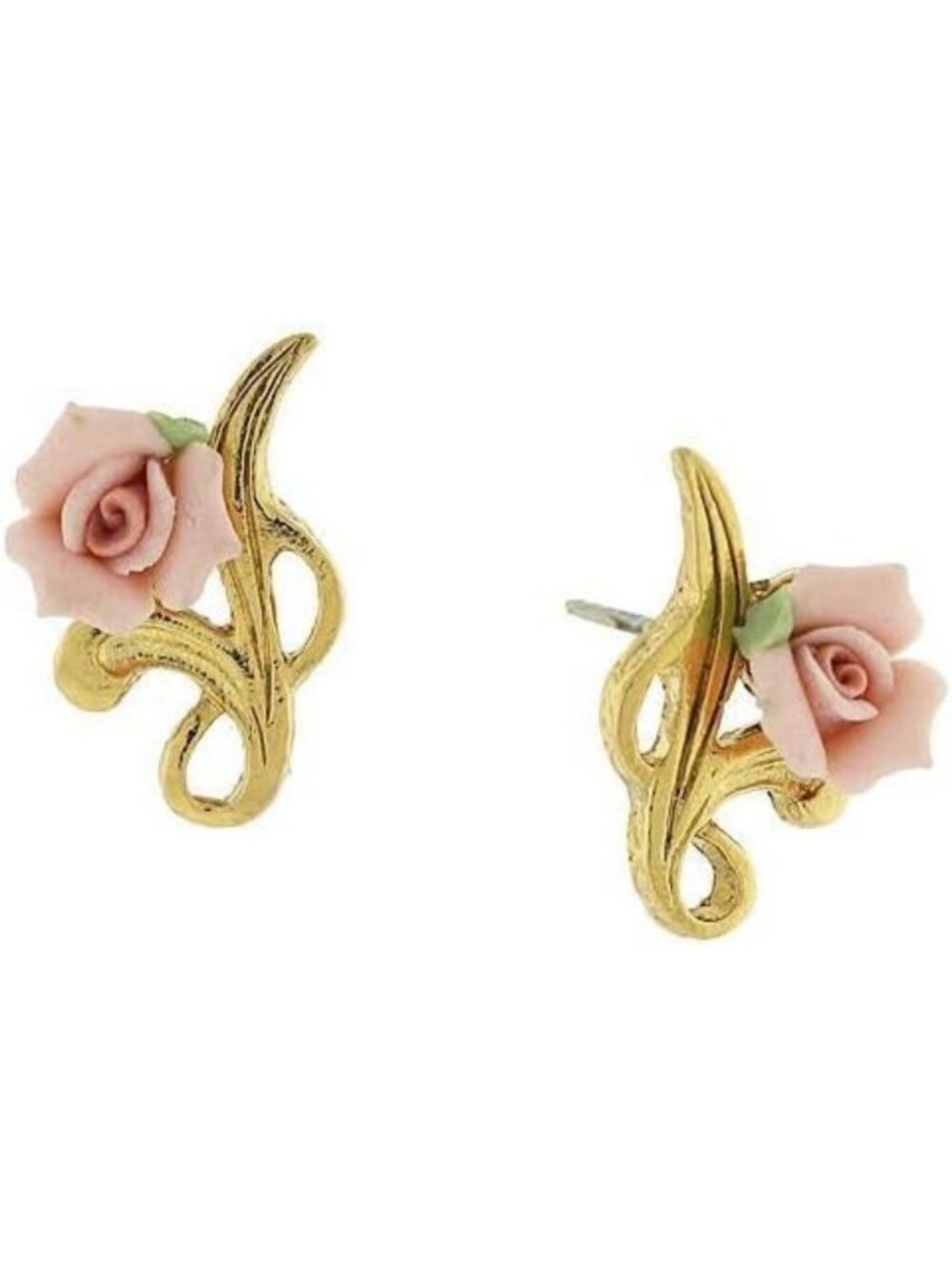 Handcrafted Floral Porcelain Rose Bud Post Earrings for Women - Timeless Jewelry